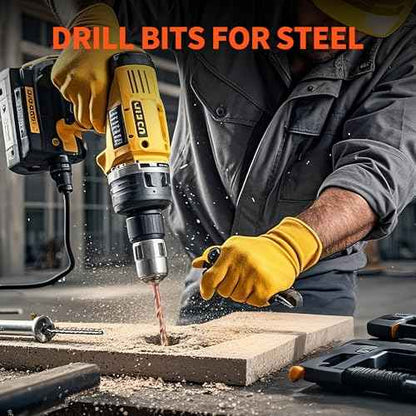 M35 Cobalt Stubby Drill Bit Set for Metal & Stainless Steel, SAE Sizes 3/32"-1/8"-3/16"-1/4"-5/16", 5-Piece Carbide Drill Bits with 1/4" Hex Shank for Quick Chucks & Impact Drivers