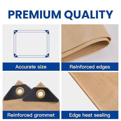 Tarp 12x20 Heavy Duty Waterproof Beige Tarp 12.5mil,Durable,Multipurpose, Weather Resistant,Uv Resistant,Tear Resistant,Can Be Used for Outdoor Furniture,Cars,Ships,Roofs-by MVPNET