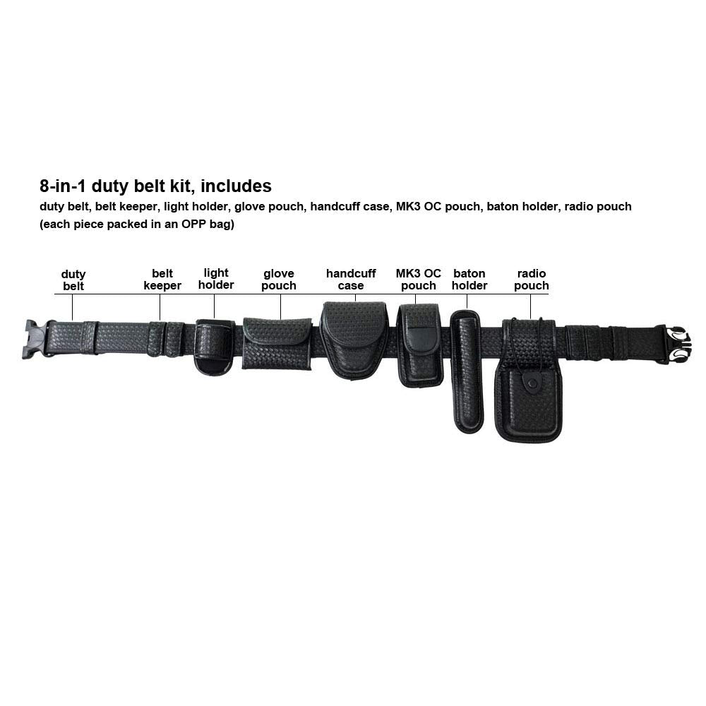LytHarvest 8-in-1 Police Duty Belt Kit with Pouches, Law Enforcement Utility Belt Rig, Modular Security Guard Equipement, Tactical Utility Duty Belt, Basketweave (Medium)