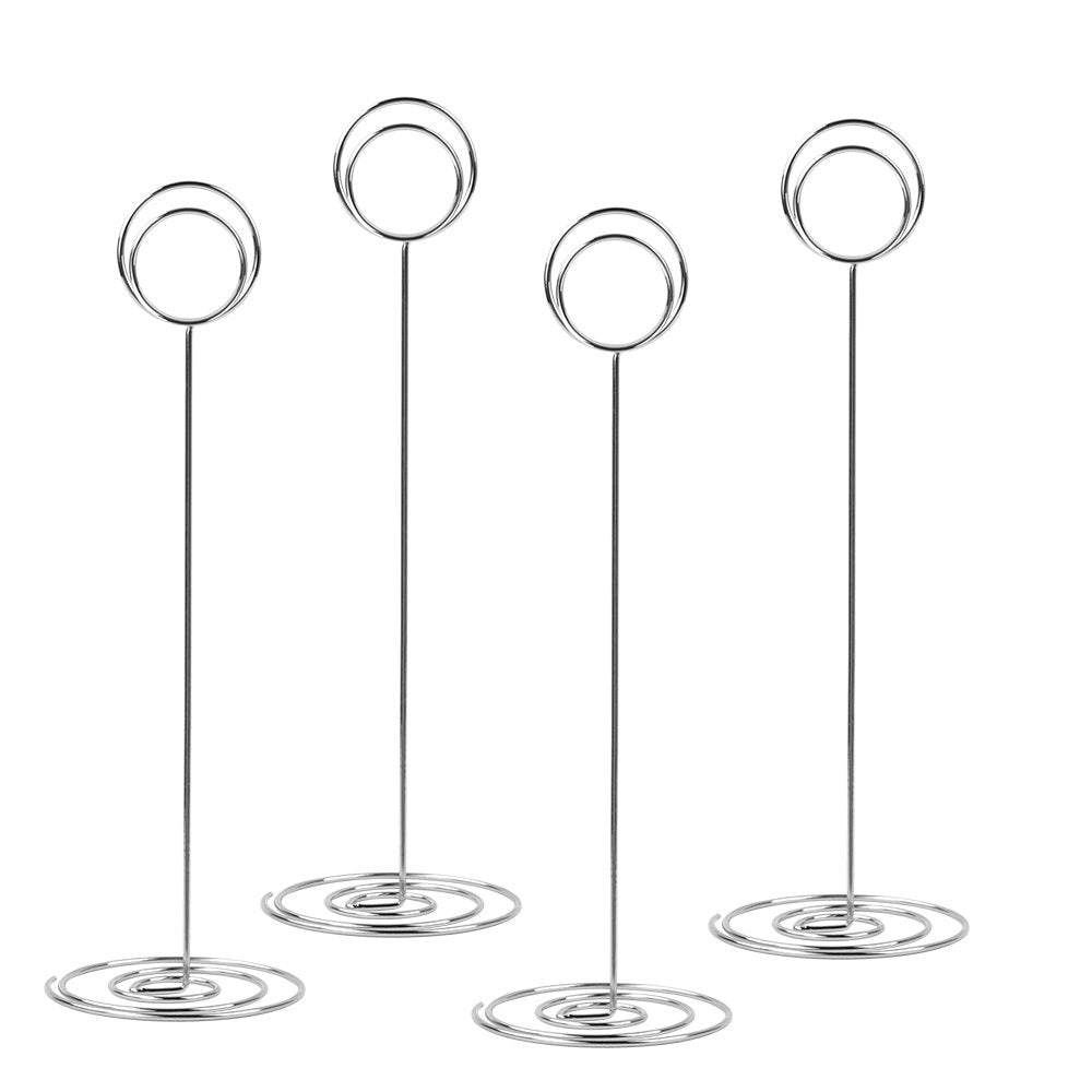 10 Pack 8.75 inch Tall Table Number Holders Place Card Holder Table Picture Holder Wire Photo Holder Clips Picture Memo Note Photo Stand (Silver)