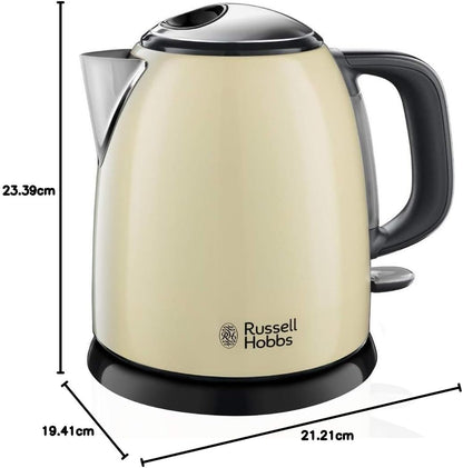 Russell Hobbs Colours+ 24994-70 Kettle [1.0 L] Stainless Steel Cream (2400 W, Quick Boil Function, Removable Limescale Filter, External Water Level Indicator, Small Travel Kettle)