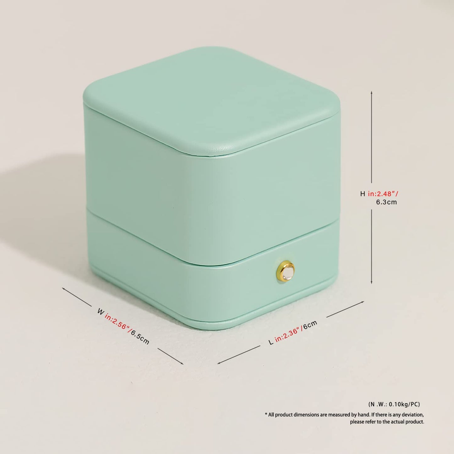 Oirlv Gorgeous Mint Green Ring Box Leather Engagement Ring Case Jewelry Gift Box for Wedding Proposal Velvet Interior