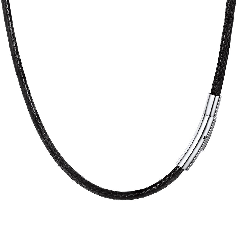 PROSTEEL Black Leather Necklace for Men 3mm Cord 20inch Leather String Necklace Chains Jewelry