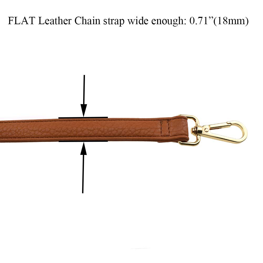 HAHIYO Adjustable Pebbled Brown Leather Purse Chain Strap Length 31.5-55.1 Inch Gold Hardware for Shoulder Cross Body Sling Purse Replacement Comfortable 0.71 Inch Wide 4.7mm Extra Thick 1 Pack