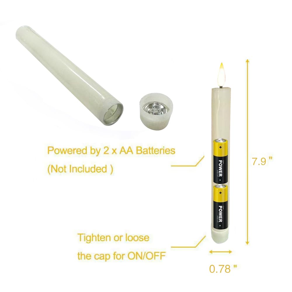 24 Pcs Flameless LED Taper Candle Battery Operated Flickering LED Candle with Warm Light for Church Valentines,Wedding, Halloween, Christmas, Battery Not Included