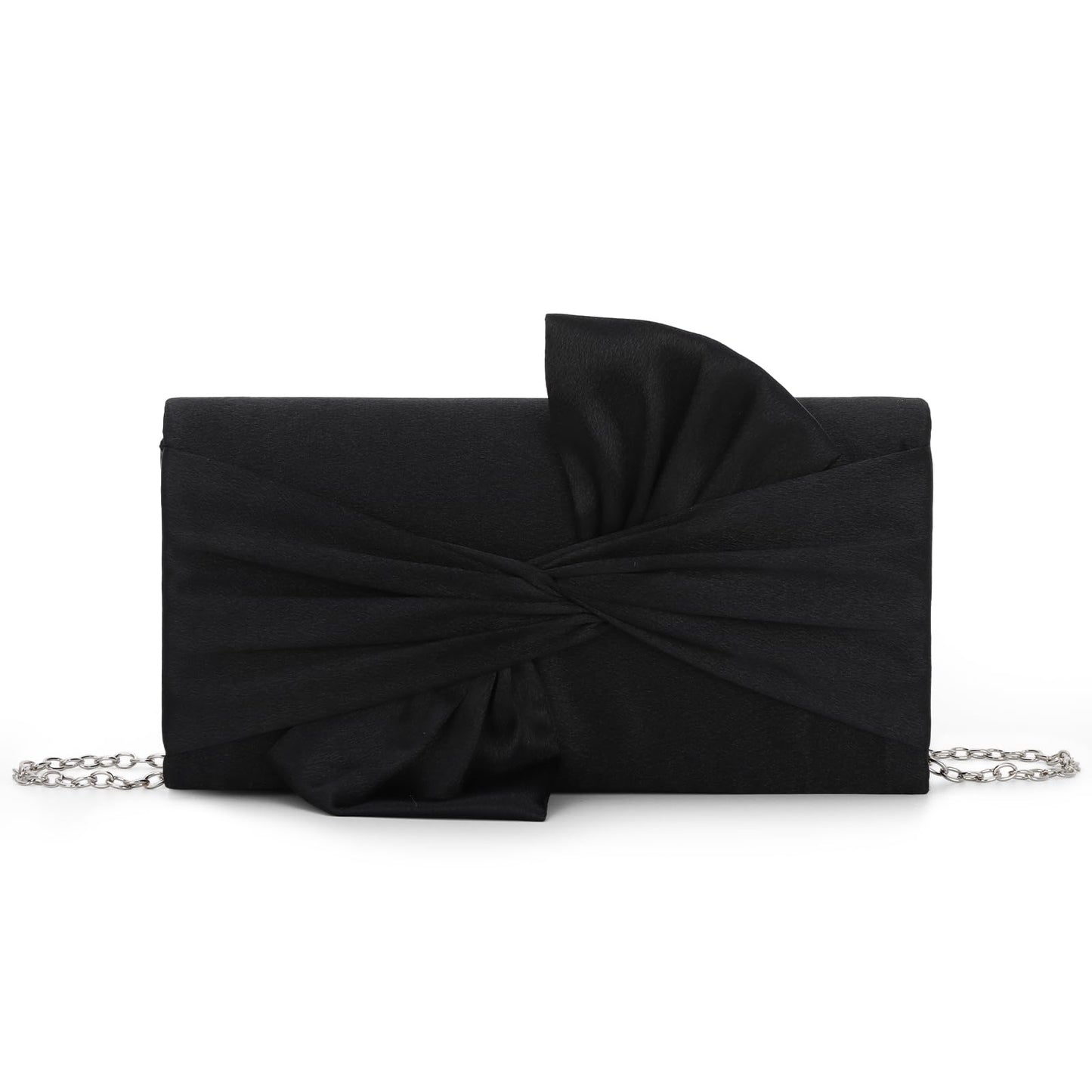 Fecialy Satin Clutch Purses for Women Bow Flap Evening Bag Formal Elegant Handbags for Bridal Wedding Party