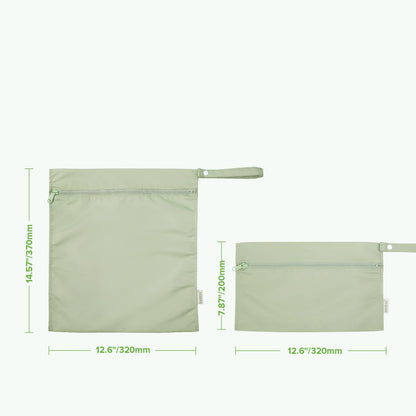 haakaa Waterproof Wet Bags for Baby Wet Dry Bags for Cloth Diaper, Swimsuit & Travel, 2pcs, Grass