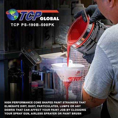 TCP Global 500 Pack of Paint Strainers with Fine 190 Micron Filter Tips - Premium "Pure Blue" Ultra-Flow Blue Nylon Mesh - Cone Paint Filter Screen