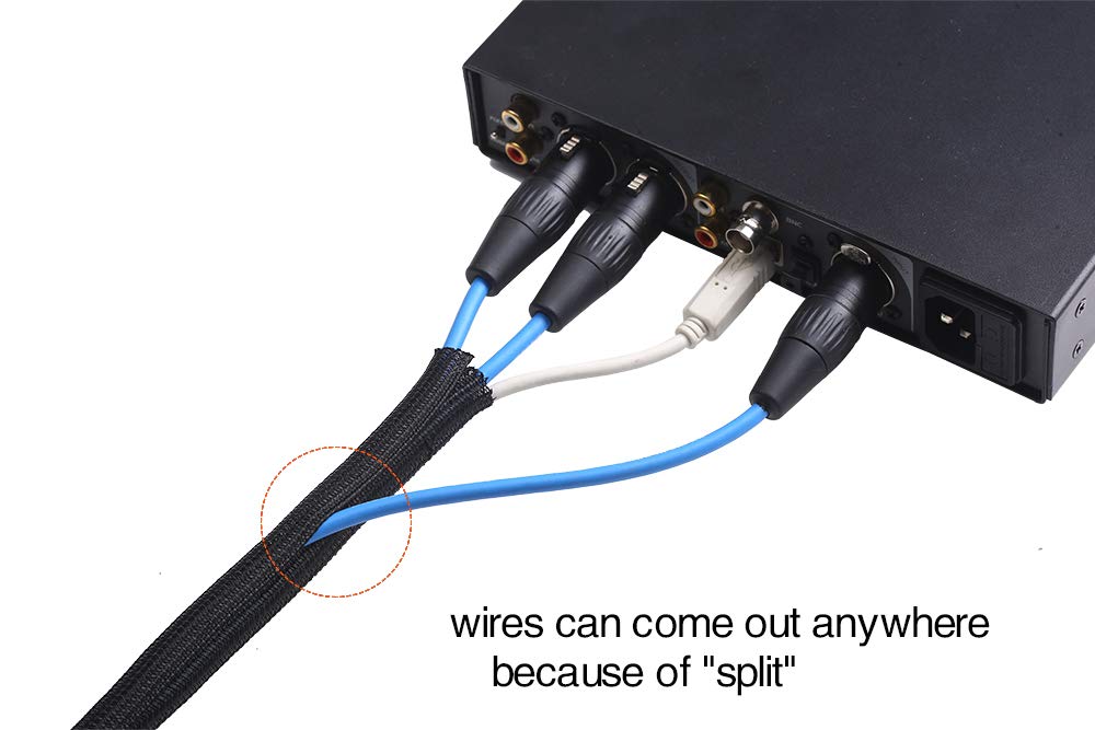 Alex Tech 25ft - 1/2 inch Cord Protector Wire Loom Tubing Cable Sleeve Split Sleeving For USB Cable Power Cord Audio Video Cable – Protect Cat From Chewing Cords - Black