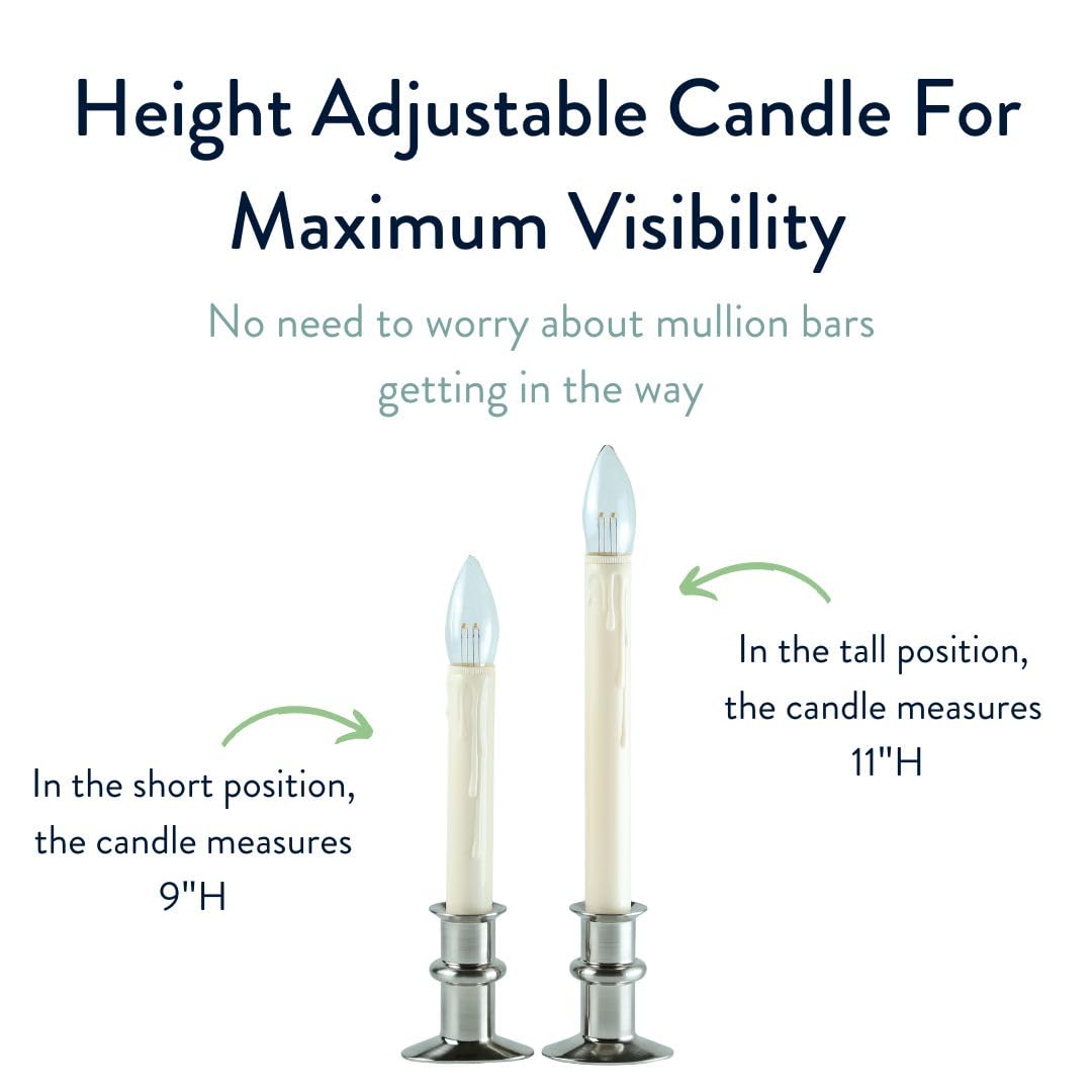 Celestial Lights Battery Operated Traditional Adjustable Window Candles - with Remote - Set of 4 (Brass)