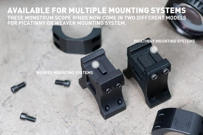 Monstrum Precision Picatinny Scope Rings | 1 inch Diameter | 1.00 inch Center Height