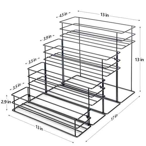 16 Bottle Capacity Coffee Syrup Organizer 4 Tier Coffee Syrup Stand Shelf for Coffee Bar Accessories for Coffee Bar Kitchen Small Wine Rack for Bar Family Storage for Syrup Wine Dressing