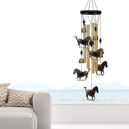 Bronze Horses Wind Chimes Decor, Portable Mobile Wind Catcher, Sympathy Wind Bells, Memorial Gifts for Mom, Housewarming, Blessing Windchime(Outside/Indoor/Home/Room/Porch/Tree/Yard/Garden Decorate)