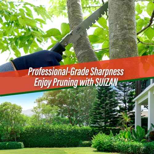 SUIZAN Pruning Saw 10.6" Gullet Blade - Professional Japanese Tree Trimming Handsaw Pullsaw Gardening Tools