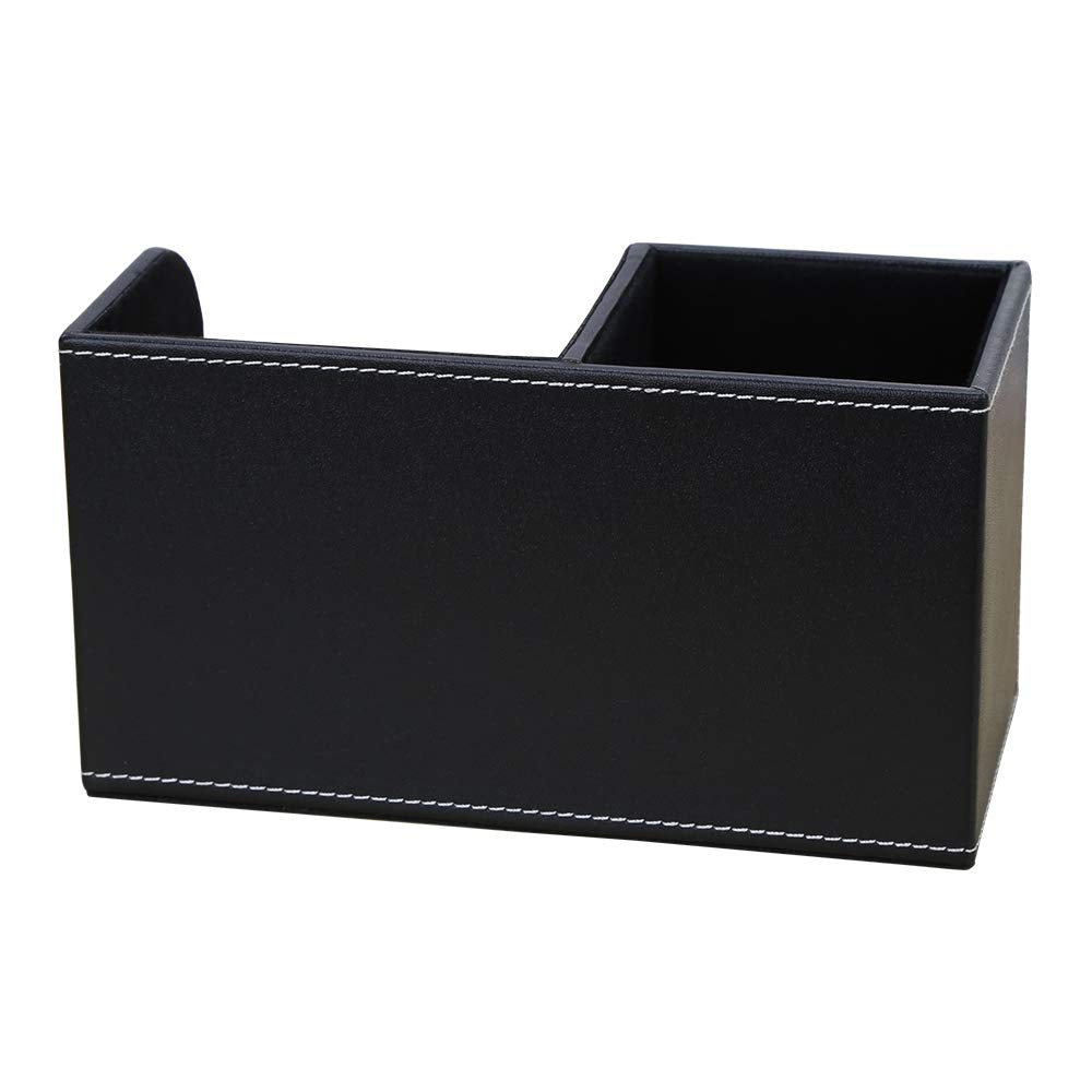 KINGFOM Desk Organizer Office Supplies Caddy Pu Leather Multi-function Storage Box Pen/Pencil,Cell phone, Business Name Cards Remote Control Holder Black