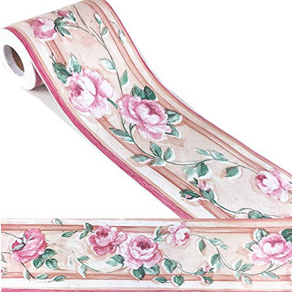 UPREDO Decorative Floral Molding Wallpaper Border Peel and Stick Paper for Bathroom Kitchen Backsplash Decal Sticker,4 Inch by 32.8ft (Pattern4)