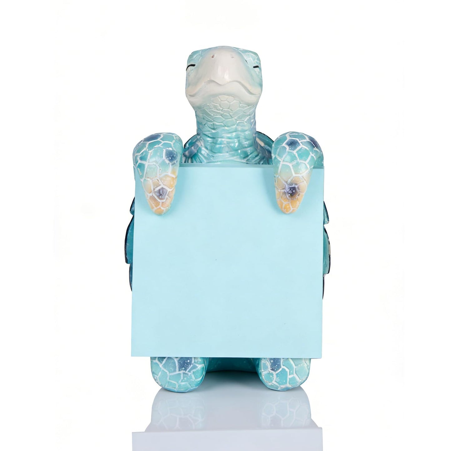 Sea Turtle Pop-up Sticky Note Dispenser, Includes 1 Pad of 3x3 in Super Sticky Notes, 100 Sheets, Resin Cute Handmade Desk Holder for Office & Home, Coastal Beach Decorations
