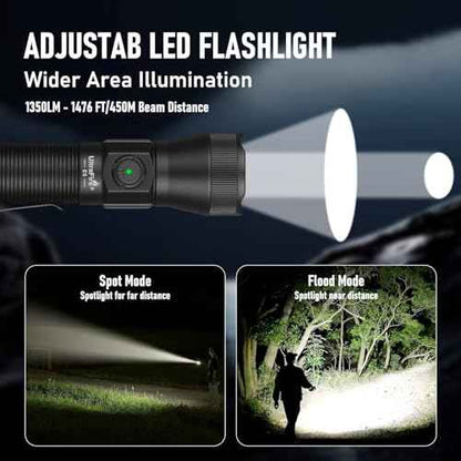 ULTRAFIRE Tactical Flashlight with Holster, 1350 High Lumens Law Enforcement & Police Flashlight, Rechargeable Bright Zoomable LED Flash Light with Duty Belt Holster E5