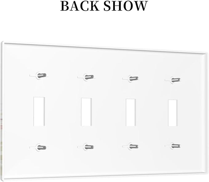 Watercolor Wild Flower Floral 4 Gang Decorative light switch plate Quad Toggle Wall Plate Covers Switchplate Electrical Faceplate for Nursery Bedroom Bathroom Decor