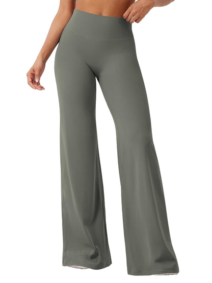 YEOREO Workout Leggings Womens No Front Seam Straight Leggings 35" High Waist Buttery Eddiy Gym Yoga Pants Gray Green XS