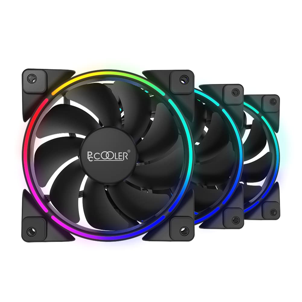 PCCOOLER 3-in-1 ARGB Cooling Fans KIT with Controller for Desktop Computers, 4.92 inches, 2000 rpm, 29.1 decibels