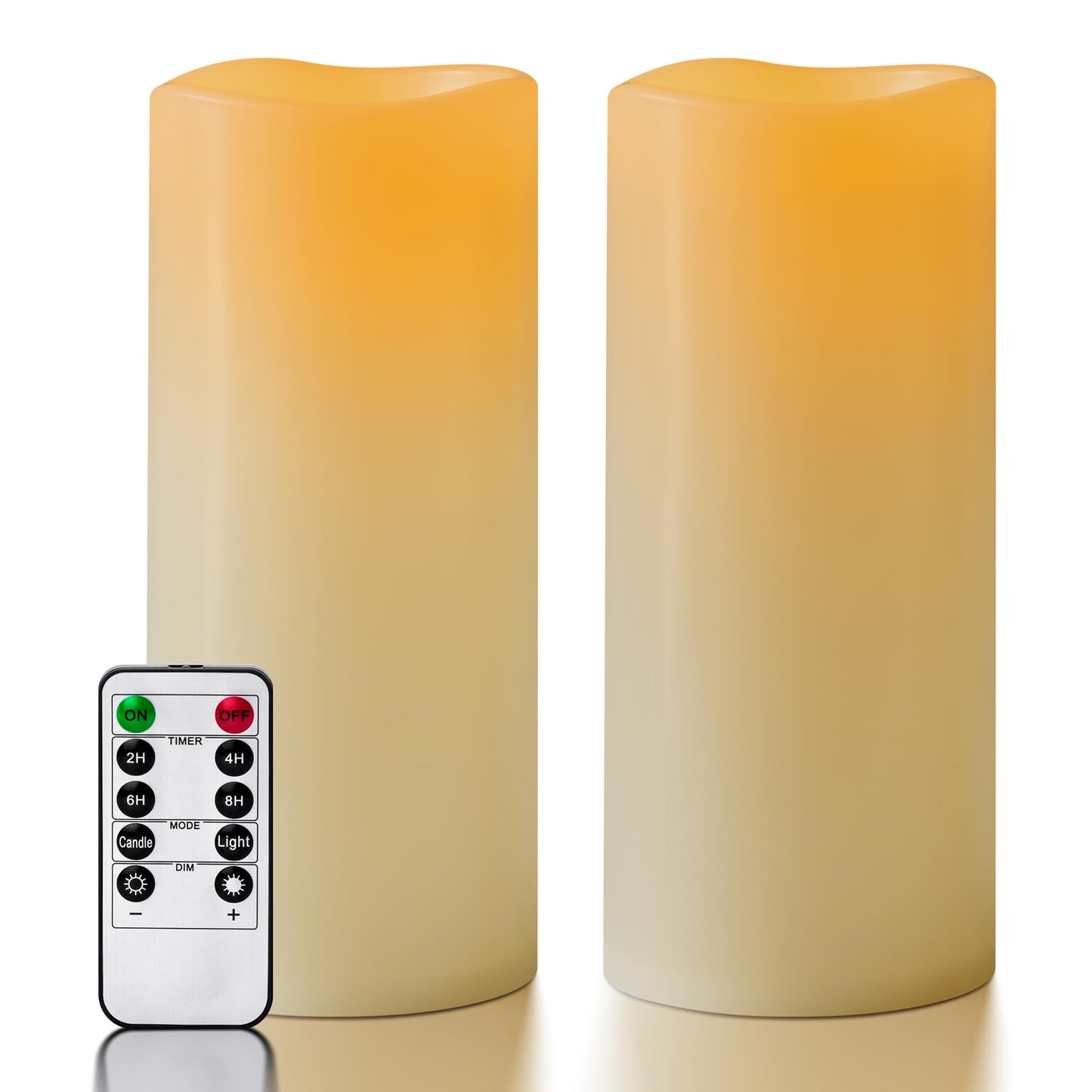 Lumeavetra 5" x 12" Large Waterproof Outdoor Flameless Candles Battery Operated LED Pillar Candles for Indoor Outdoor Lanterns, Ivory, Long Lasting, Set of 2
