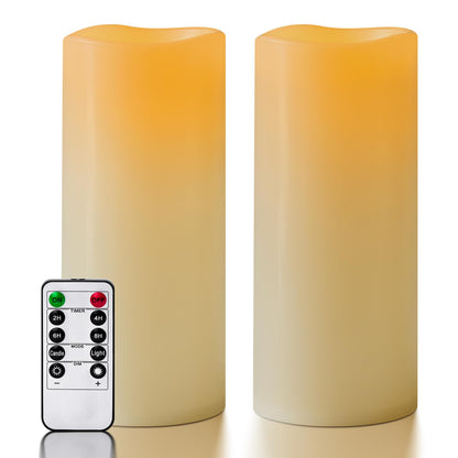 Lumeavetra 5" x 12" Large Waterproof Outdoor Flameless Candles Battery Operated LED Pillar Candles for Indoor Outdoor Lanterns, Ivory, Long Lasting, Set of 2