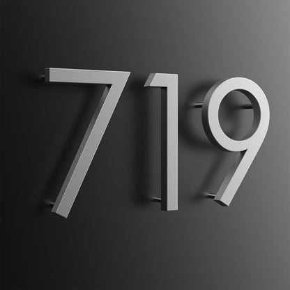 Modern House Numbers for Outside, 5 Inch Floating House Numbers, Metal Address Sign, Mailbox Number, with Nail Kit, Never Rust, Matte Silver (Silver, 0)