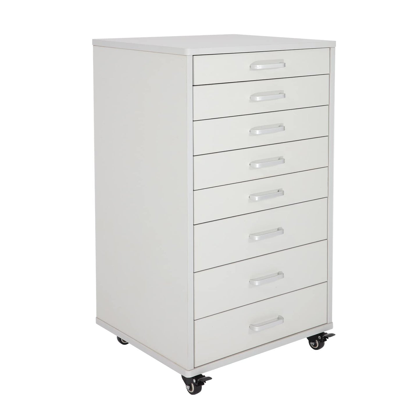 Medical Dental Assistant's Mobile Cabinet Alabama Cart Utility Cart 7 Drawer with Handle, Easy to Pull Out and Push Back. White
