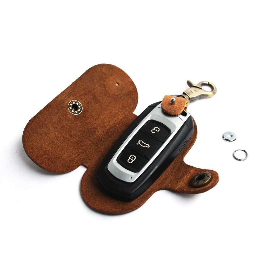Upgraded Version of Simple Multifunctional Leather Key Organizer Door Key Car Key Case Handcrafted Key Holder with Keyring