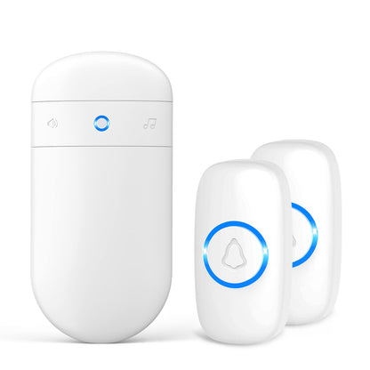 Wireless Doorbell, SECRUI Door bell Over 1000ft Coverage with 2 Plug-In Receivers, 1 Waterproof Push button, 52 Chimes, 110dB loud Sound Colorful LED Flash