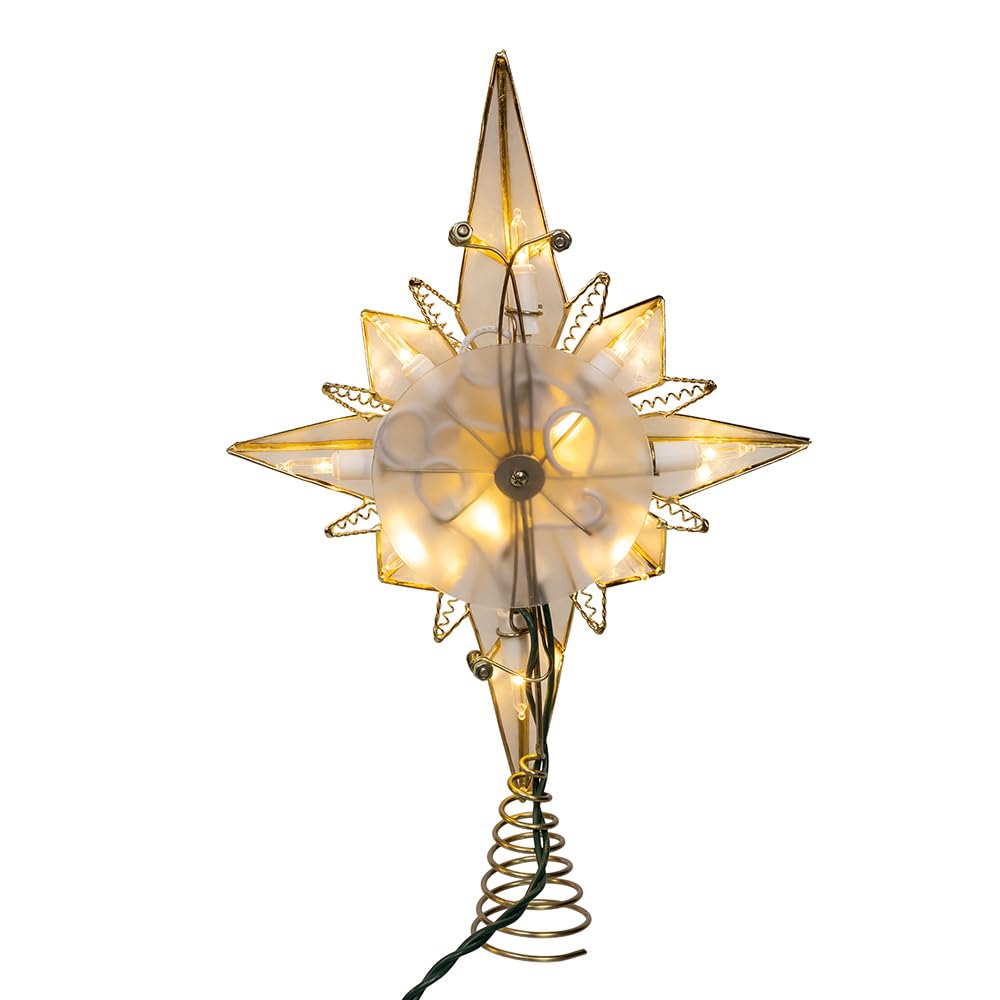 Kurt Adler 10.5" 10 Lights LED Capiz Bethlehem Star Treetop.