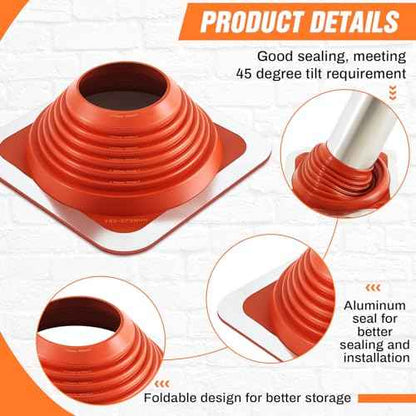 # 6 Od 4-3/4''-10' Chimney Boot Post for Metal Roof Silicone High Temp Metal Pipe Flashing Kit Roof Jacks Vent Boot for Houses Fits Pipe, Orange