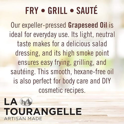 La Tourangelle, Organic Canola Oil, Expeller-Pressed Non-GMO Canola Seeds, Pesticide and Chemical Free, High Heat Neutral Cooking Oil, 16.9 Fl Oz
