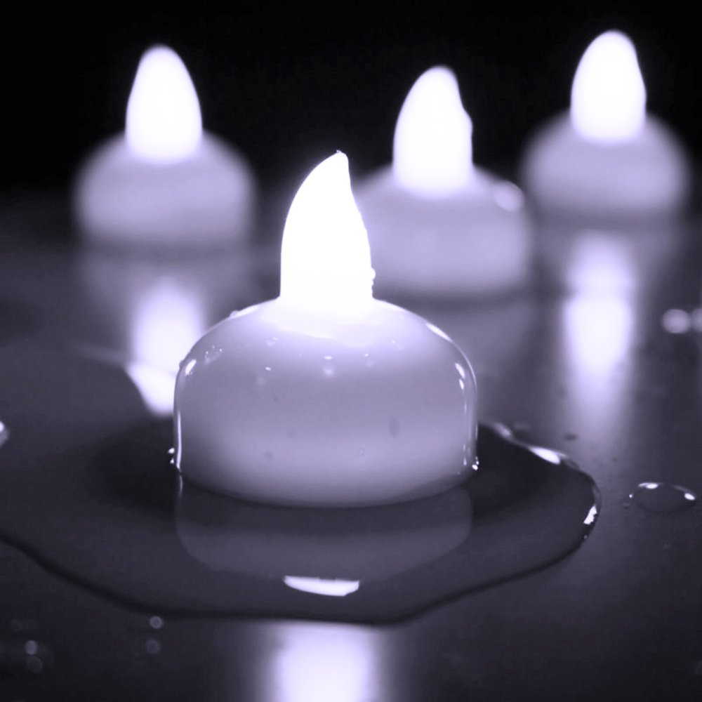 Novelty Place 12Pcs Waterproof Flameless Floating Tealights, LED Floating Candles Cool White Flickering Tea Lights - Battery Operated Candles Decoration for Wedding, Christmas, Party, Pool, Pond