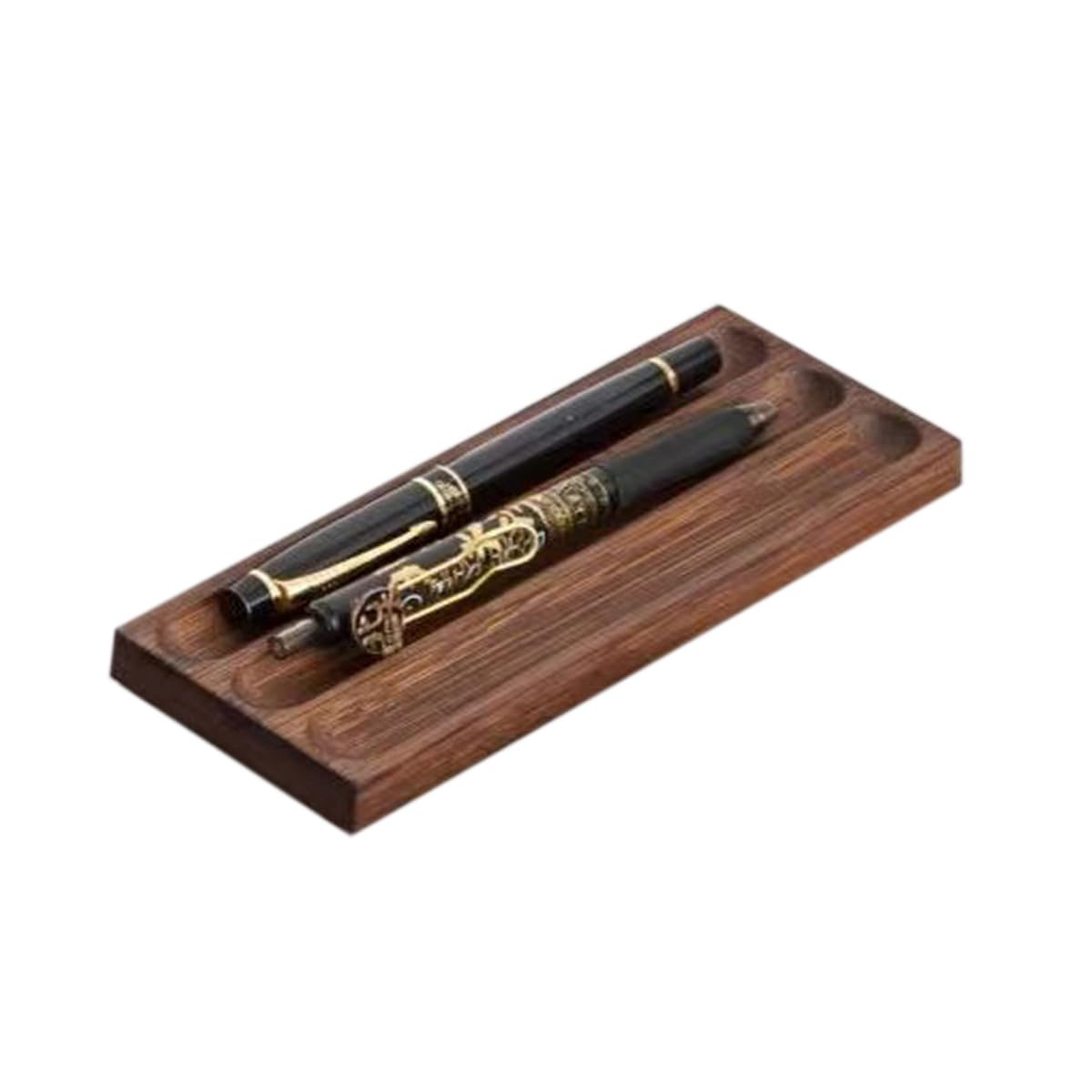 JUTSTJUKO Pen holder Organizer of Office desks,Walnut Desk Pen Stand,Wave Pen Tray Accessory,Teacher Gifts,Suitable for School,Home,Desktop Office Art Accessories (Walnut, 3 Grid)