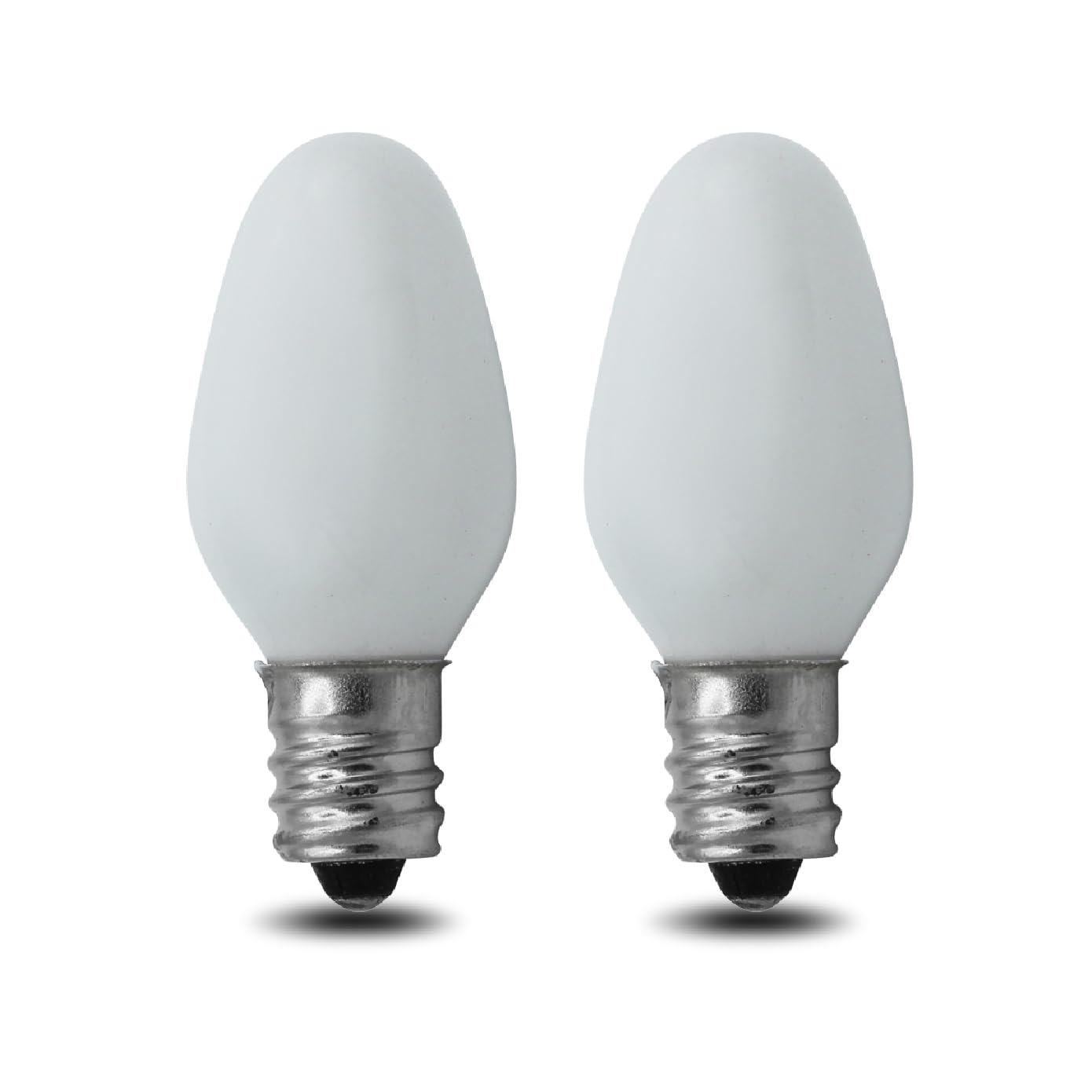 lumenivo 4W Replacement C7 Frosted White Bulb 120V Incandescent Light Bulb for Holiday Decor, Small Night Light, Baby Showers, Christmas Bulbs - E12 Candelabra Base - 2 Pack