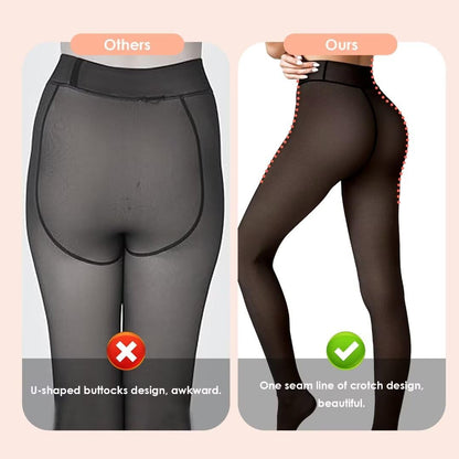 Vertvie Thermo Strumpfhose Damen Warme Dicke Fleece Thermostrumpfhose Gefälschte Durchscheinend Leggings High Waist gefütterte Pantyhose Winter