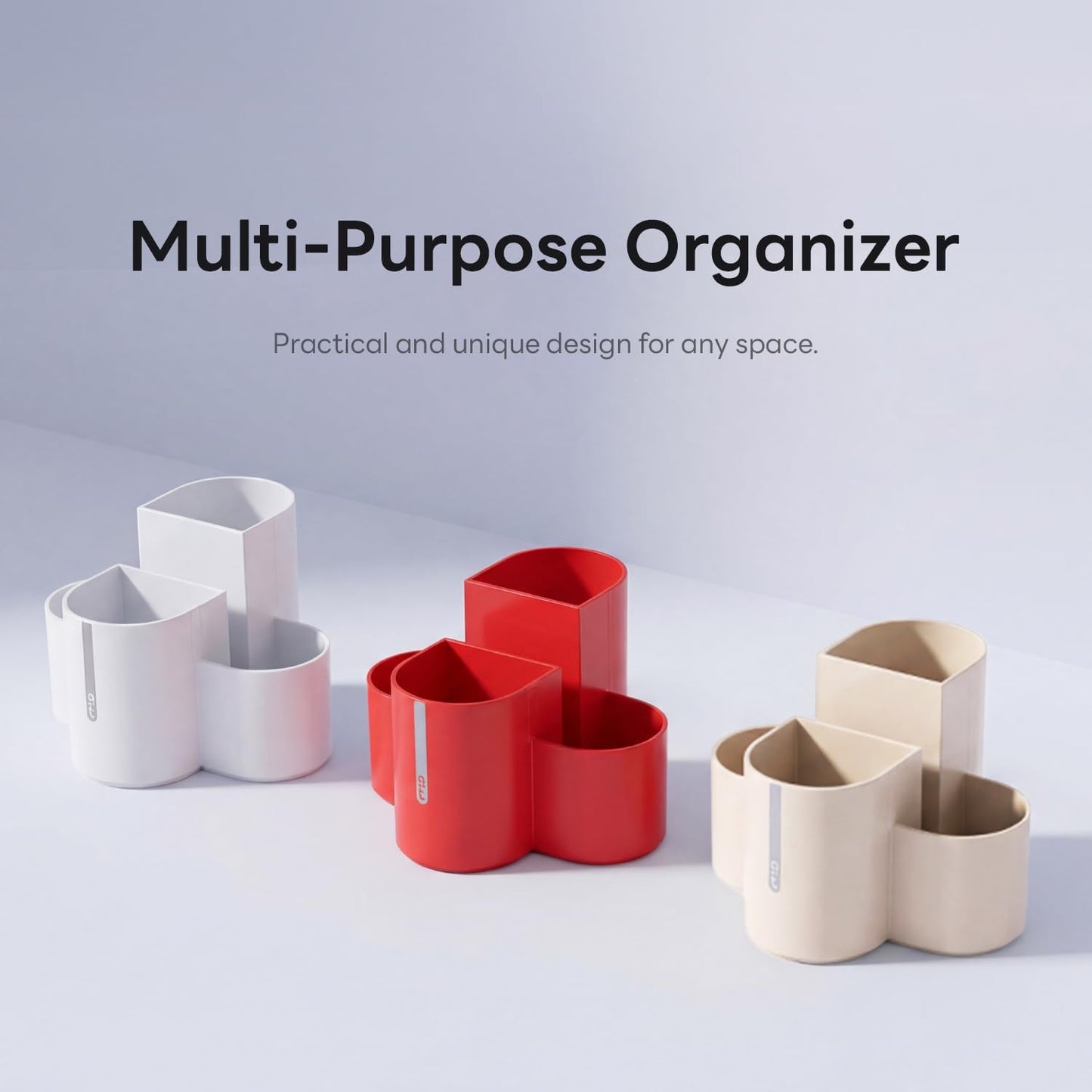 AONTILLO Aesthetic Desk Organizer [Sand Beige] - Multi-Compartment Pen Holder & Remote Control Caddy, Modern Vanity Makeup Brush Organizer, Premium Stationery Storage (Made In Korea)