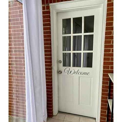 Welcome Door Decal Front Door Decal Welcome Door Sign Decal Front Door Sign Farmhouse Welcome Sticker Greeting for Home15.7" x 5.1" Black