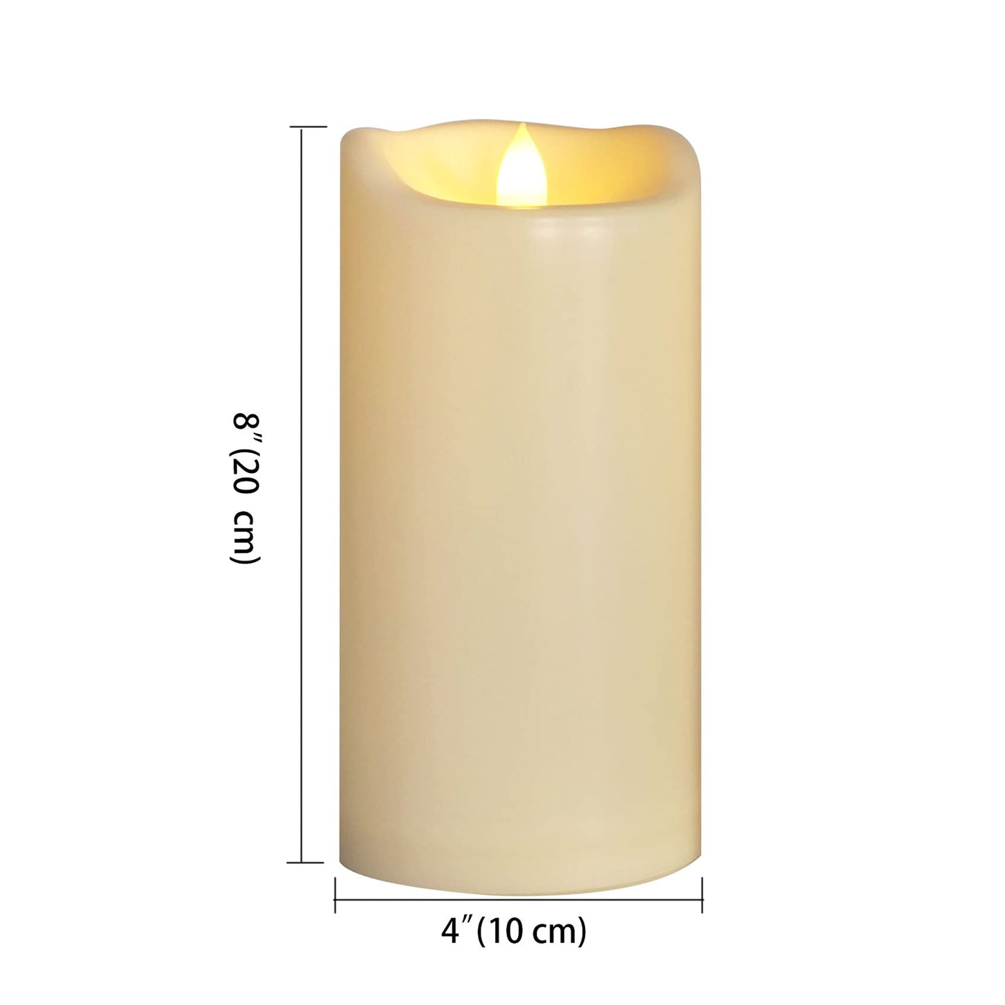 CANDLE CHOICE Large Waterproof Outdoor Battery Operated Flameless Candles with Remote Timer Realistic Flickering Plastic Electric LED Pillars for Lantern Garden Yard Halloween Christmas 4x8 2 Pack
