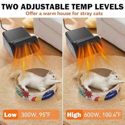 Dog House Heater with Thermostat for Chicken Coop, Small Electric Pet Heater for Outside Dog Cat House, Safe Winter Warmer with PTC Heating, Overheat Protection, Chew-Proof Cord, 95-100.4¡ÆF, 300/600W