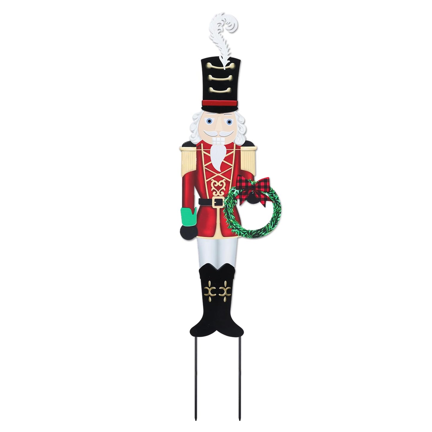 Christmas Yard Sign Decorations Outdoor Christmas Nutcracker Wreath Yard Signs with Metal Stakes for Xmas Holiday Party Lawn Sign Garden Decor Outdoor Yard Signs