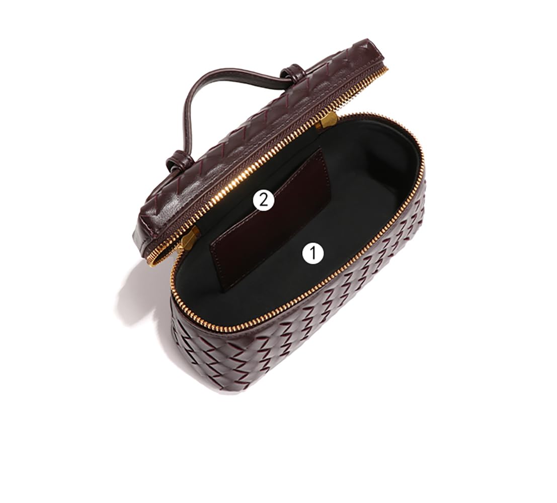 Faibiules Womens Woven Crossbody Handbag Fashion Leather Top Handle Bag Black