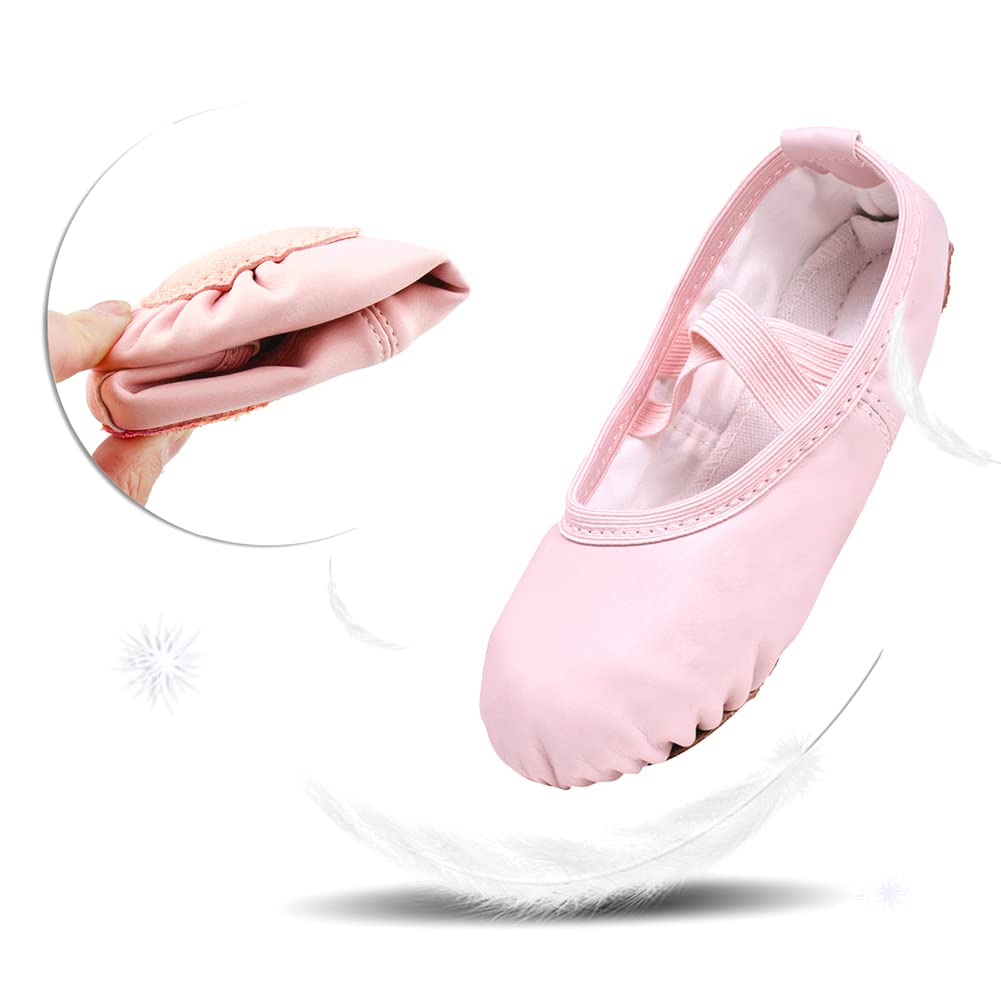 Stelle Ballet Shoes for Girls Toddler Ballet Slippers Soft Leather Boys Dance Shoes for Toddler/Little Kid/Big Kid(Pink, 11ML)