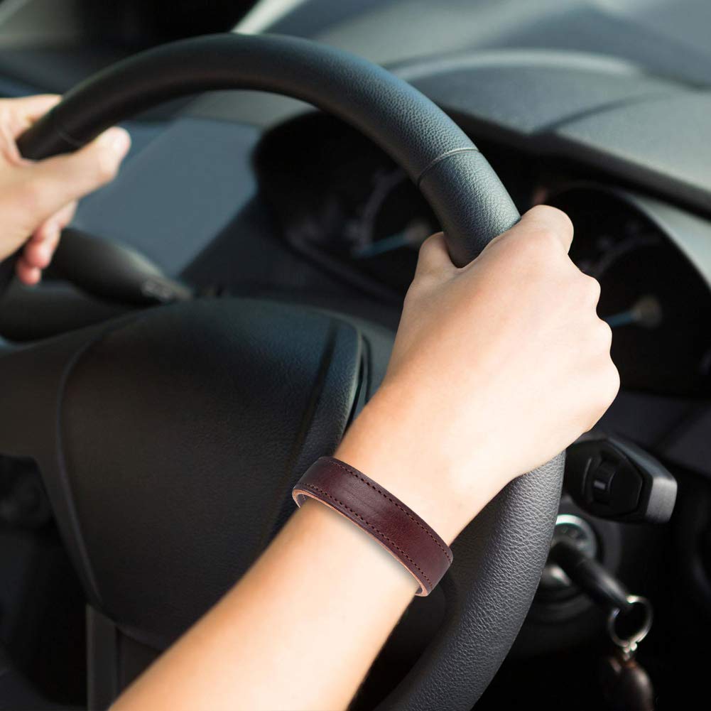 CJMILADO Mens Genuine Leather Bracelet - Handmade Adjustable Leather Cuff Bracelet punk Style leather wrap Wristband for Men (C-Cuff Brown)