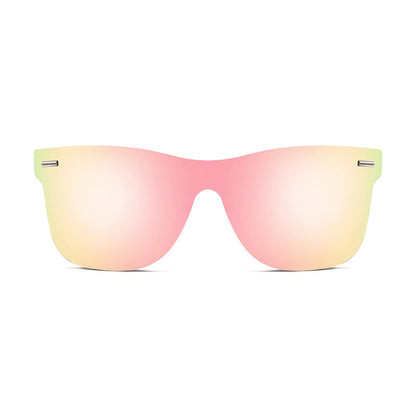 FEISEDY Sunglasses, Rimless Mirrored Sun Glasses with Reflective One-Piece Lens, B4114