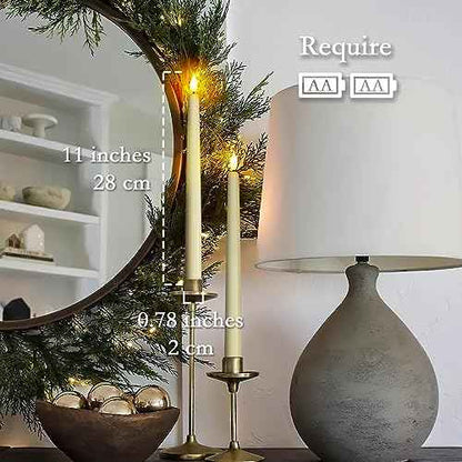 Homemory 24 Pcs Flameless Taper Candles with Remote Timer Dimmer, 11 inches Ivory Candlesticks Battery Operated, Plastic LED Taper Candles with Flickering Flame for Halloween Christmas Church Wedding