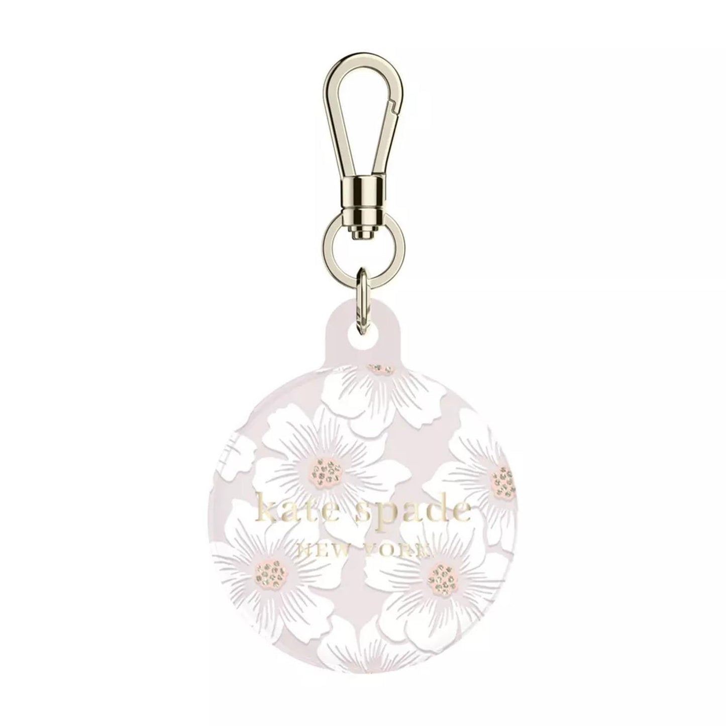 kate spade new york AirTag Holder with Gold Ring Clip - Protective Case for Apple AirTag - Hollyhock Cream