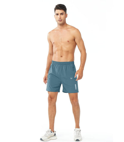 NORTHYARD Men's Athletic Running Shorts Gym Workout 7"/9"/5" Quick Dry Lightweight Sports Basketball Tennis 3 Zipper Pockets GREYBLUE-5inch 2XL